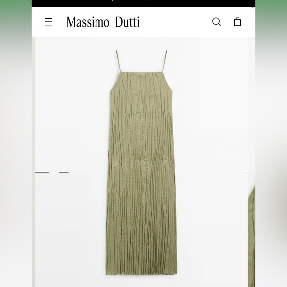 Massimo Dutti PLEATED LINEN BLEND MIDI DRESS - Picture 2 of 5